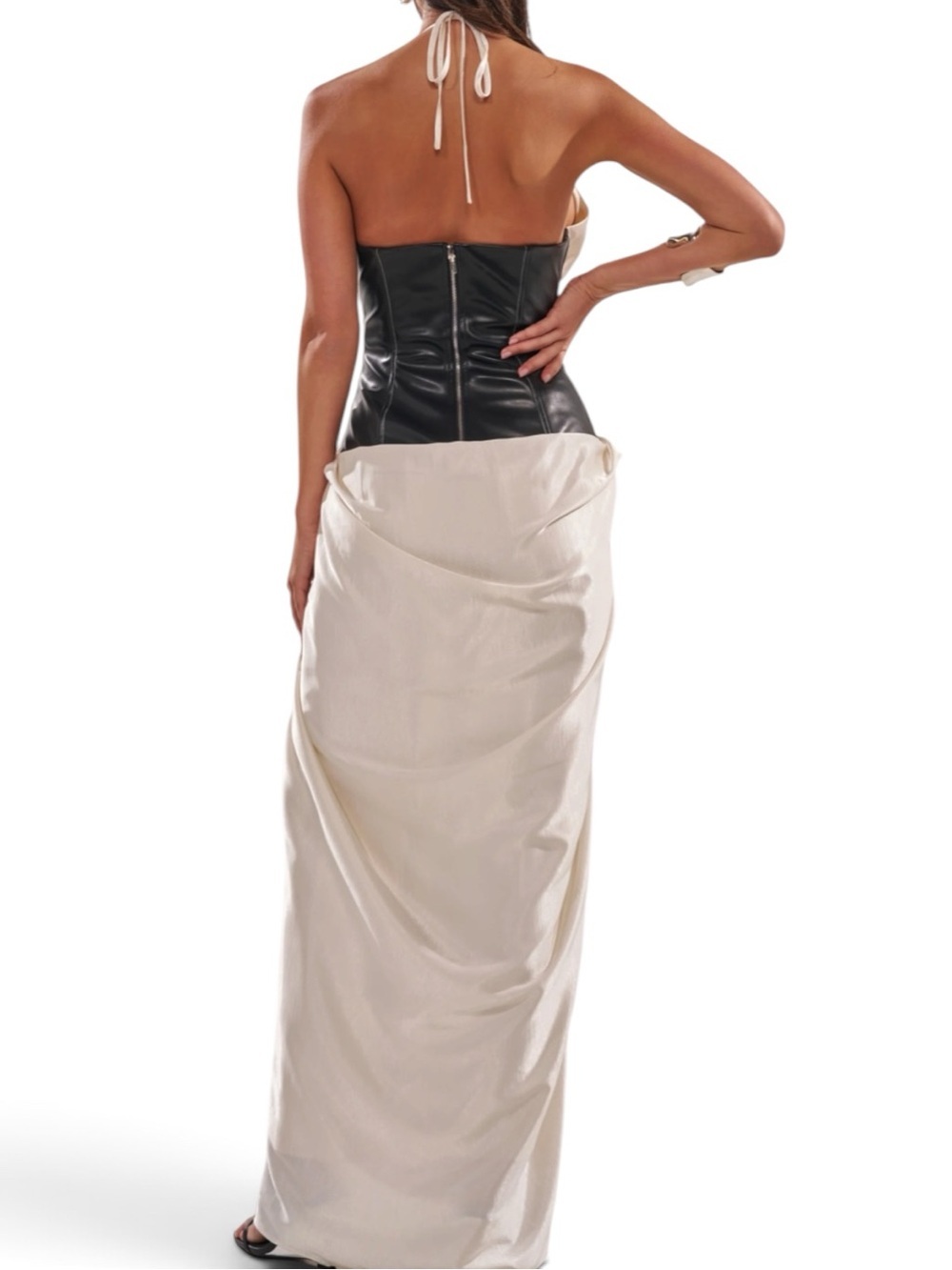 NWT AKIRA SCARLETT HALTER LEATHER CORSET MAXI DRESS - Picture 4 of 5